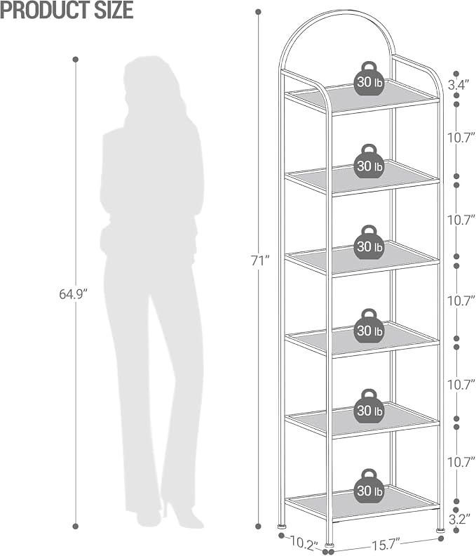 Hzuaneri Bookcase Bookshelf, Tempered Glass Bookshelves | Slim Shelving Unit - Image 2
