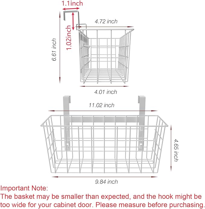 MaraFansie Basket with Hook, Grid Storage Basket, Over the Cabinet Door - Image 6