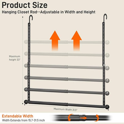 SUTINE Closet Rods for Hanging Clothes, Adjustable Metal Closet Extender - Image 2