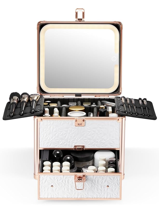 Qislee Makeup Box with Drawer and A Detachable Lighted Mirror, Waterproof by Qislee