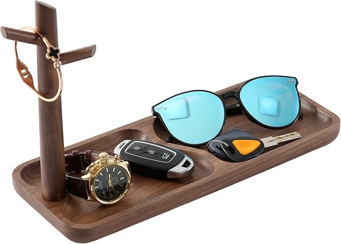 Walnut Wood Key Tray for Entryway Table, Jewelry Tray, Catchall Tray by CYQGDKF