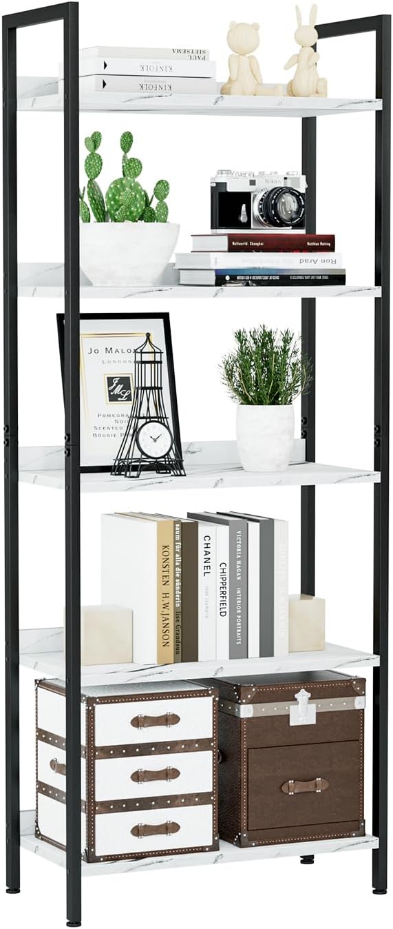 NUMENN Bookshelf, 5 Tier Freestanding Shelving Unit, Falling Prevention Baffle by NUMENN