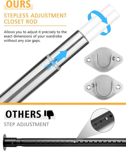 Closet Rod, 17 to 52 Inch Heavy Duty Adjustable Metal Clothing Rack - Image 2