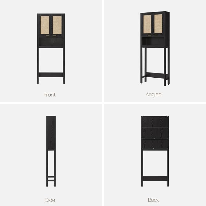 SICOTAS Over the Toilet Storage Cabinet, Rattan Door Bathroom Organizer | - Image 9