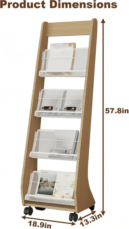 Brochure Display Rack, 4 Layer Floor-Standing Magazine Rack, Literature - Image 2