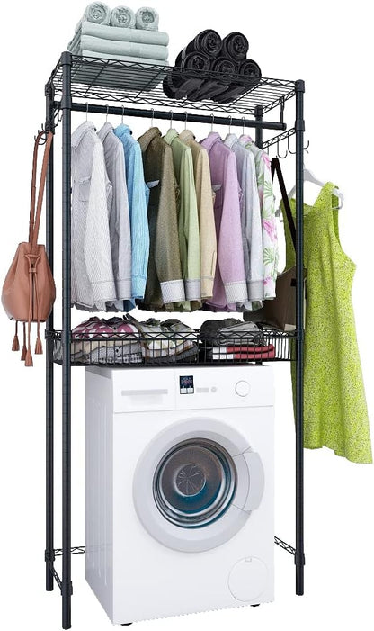 Xiofio Washer and Dryer Storage Shelf, Clothes Drying Rack, 2 Tier Adjustable by XIOFIO