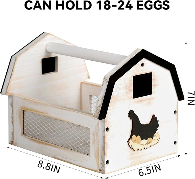 Egg Basket for Gathering Fresh Eggs, Farmhouse Wood Egg Collecting Basket - Image 2