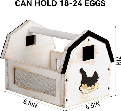 Egg Basket for Gathering Fresh Eggs, Farmhouse Wood Egg Collecting Basket - Image 2