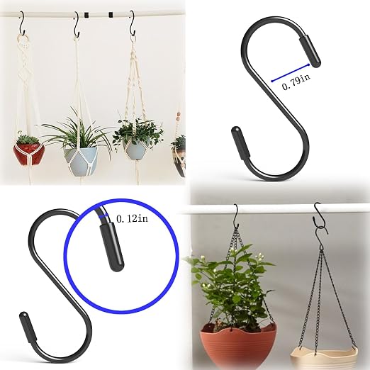 Heavy Duty Metal S-Hooks for Hanging, 3 Inch 10 Pack Vinyl Coated S Hooks for - Image 5