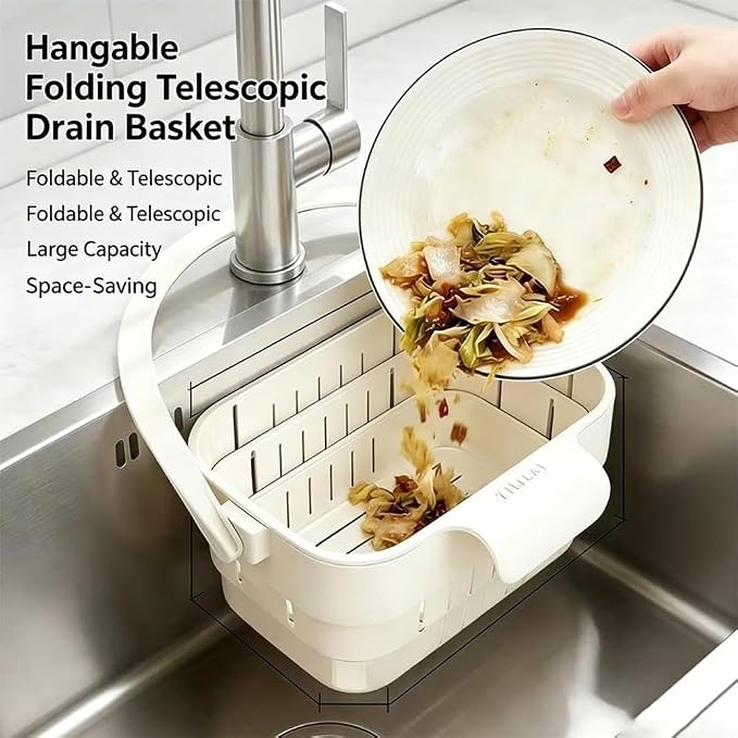Upgraded Foldable Hanging Sink Drain Basket, Stretchable Kitchen Colander - Image 7