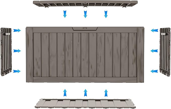 75 Gallon Deck Box, Resin Outdoor Indoor Waterproof Storage Box, Lockable - Image 7