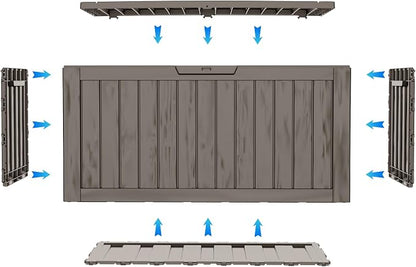 75 Gallon Deck Box, Resin Outdoor Indoor Waterproof Storage Box, Lockable - Image 7