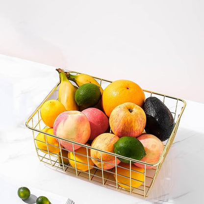 4 Pack Gold Wire Baskets for Organizing Office Wire Storage Basket Gold Metal - Image 9