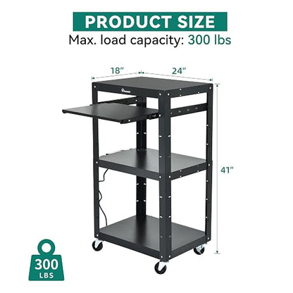 YITAHOME AV Cart on Wheels, 3-Shelf Metal Presentation Utility Cart - Image 5