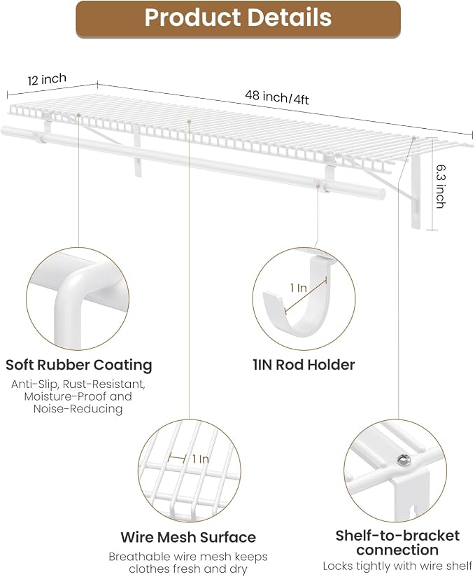4-Pack Wire Closet Shelving - Image 2