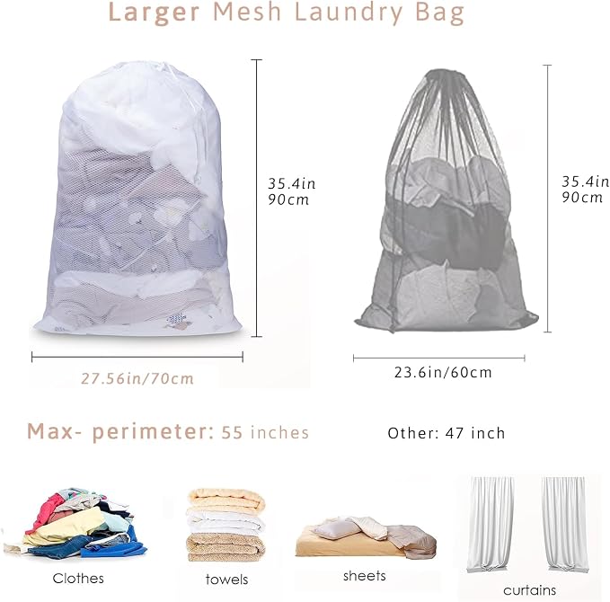 Meowoo Large Mesh Laundry Bag, 27×36inch Heavy Duty Mesh Laundry Bags - Image 2