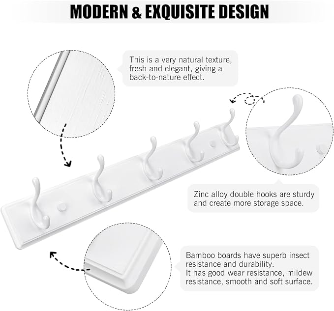 Wooden Coat Rack, Wall-Mounted Organizer - Image 4
