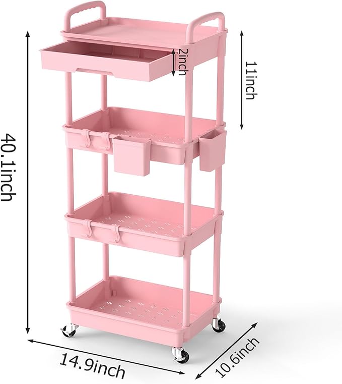 4 Tier Rolling Utility Cart - Image 2