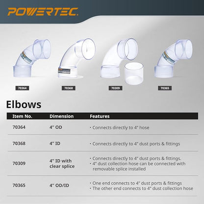 POWERTEC 70365V 4 Inch ID/OD 90 Degree Elbow - Image 6