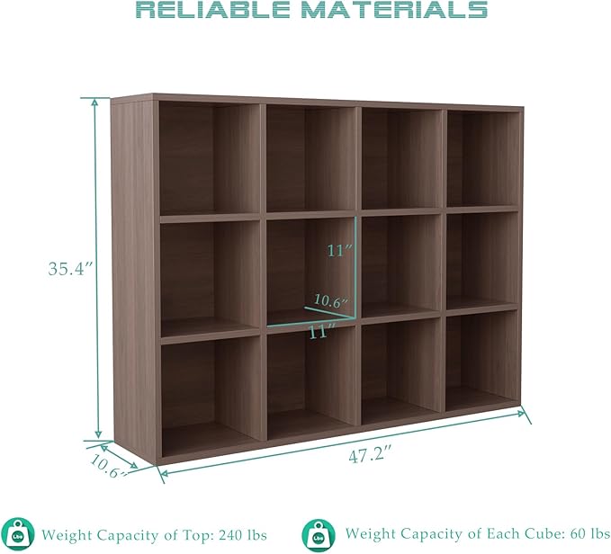 12-Cube Storage Shelf Bookcase - Image 2