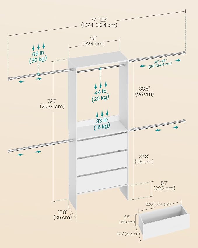 SONGMICS closet system, customizable walk-in closet organizer system - Image 4