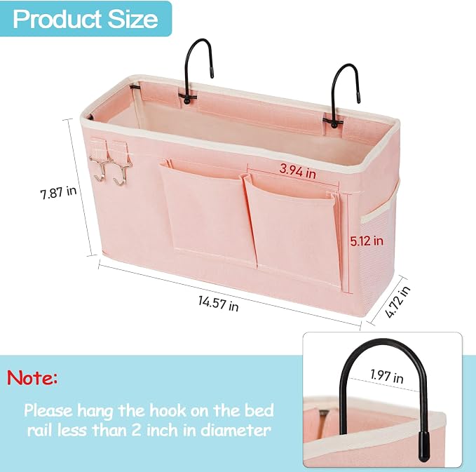 Loghot Bedside Caddy/Bedside Storage Bag Hanging Organizer - Image 4