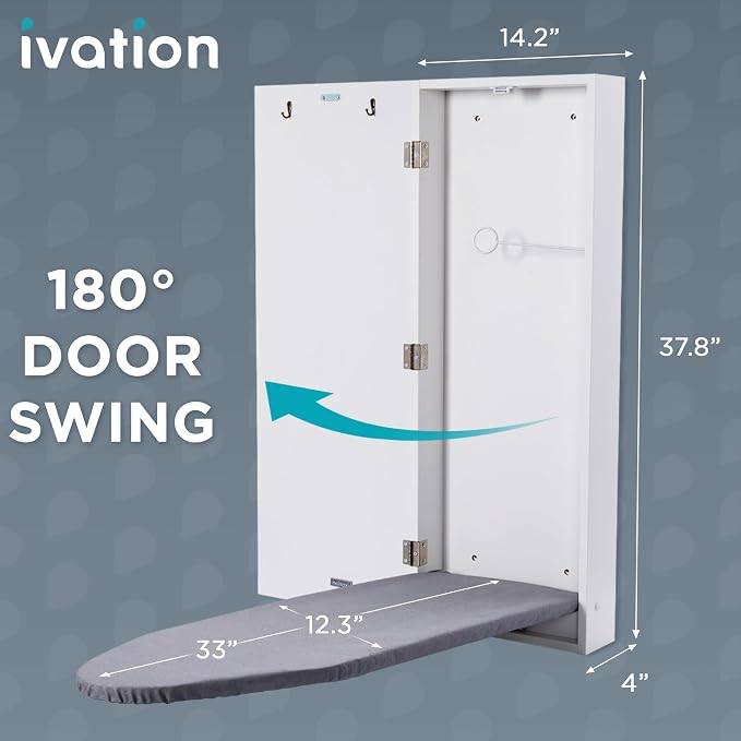 Ivation Wall-Mounted Ironing Board Cabinet, Foldable Ironing Storage Station - Image 2