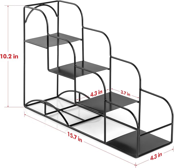 Syrup Rack for Coffee Bar Accessories, Iron 4 Compartment Bottle Organizer - Image 3