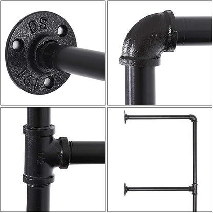 LIANTRAL Industrial Wall Mount Iron Pipe Shelf, DIY Open Bookshelf, Retro - Image 4
