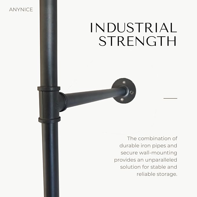 Industrial Pipe Clothing Rack, Heavy Duty Wall Mounted Clothes Rack, Retail - Image 5