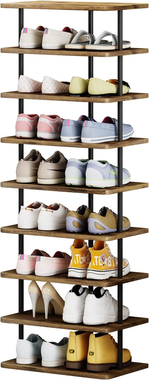AZERPIAN Shoe Rack Storage Vertical Narrow Shoe Organizer Shelf 9 Tier | Metal by AZERPIAN