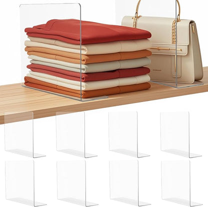 Shelf Dividers for Closet Organization: 10" Tall x 12" Deep Acrylic Closet by Lebouri