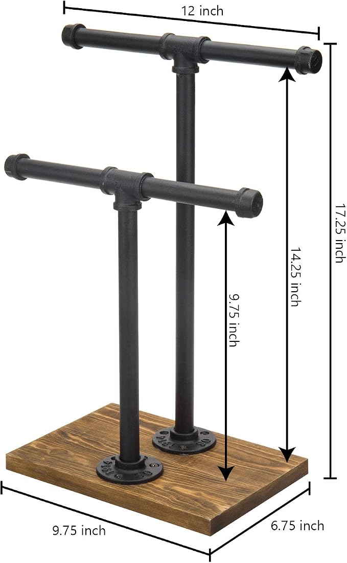 MyGift Adjustable 2-Tier Industrial Jewelry Display Stand - Image 8
