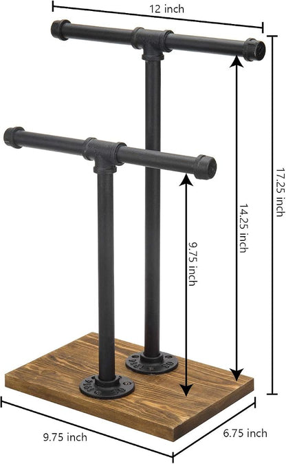 MyGift Adjustable 2-Tier Industrial Jewelry Display Stand - Image 8