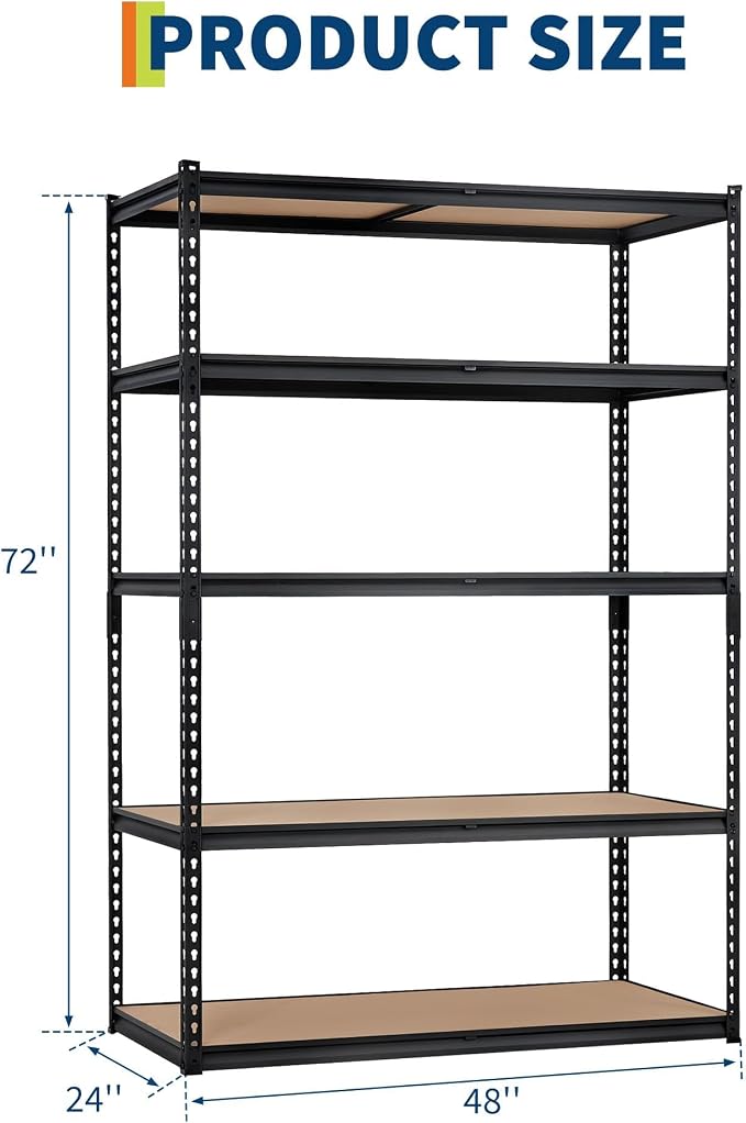 Storage Shelving Unit, 5-Tier Adjustable Metal Storage Shelves - Image 8