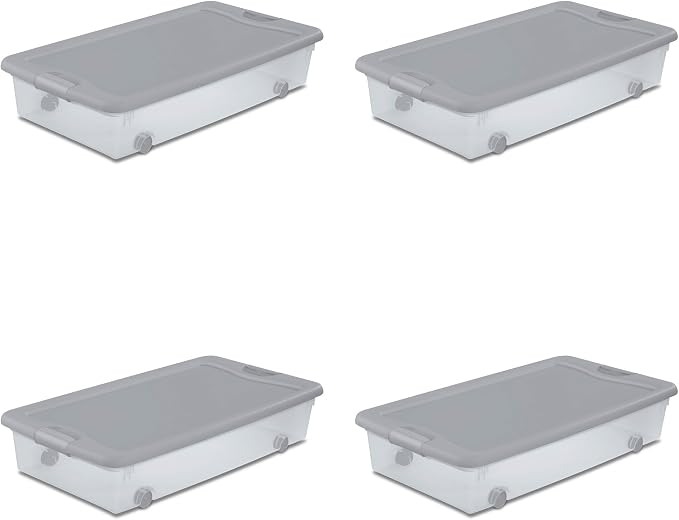 Sterilite 12 Pack Wheeled Under Bed Storage Container, 56 Qt Plastic Bin - Image 8