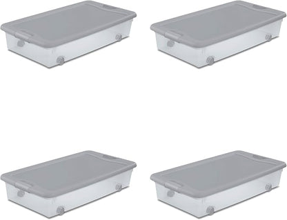 Sterilite 4-Pack 56 Quart Wheeled Latching Box, Underbed Plastic Storage - Image 9
