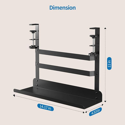 Yecaye Metal Under Desk Cable Management Tray, Clamp-On Desk Shelf | No Drill - Image 6