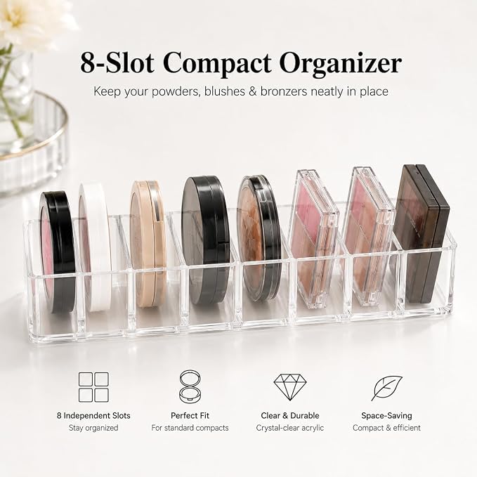 Acrylic Makeup Organizer Set for Vanity, 3-Piece Clear Cosmetic Storage Holder - Image 2
