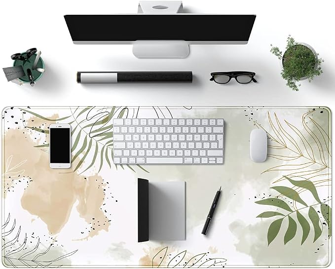 Keyboard mat Kawaii Mousepad Matcha Green Plant Abstract Accessories Desk pad - Image 2