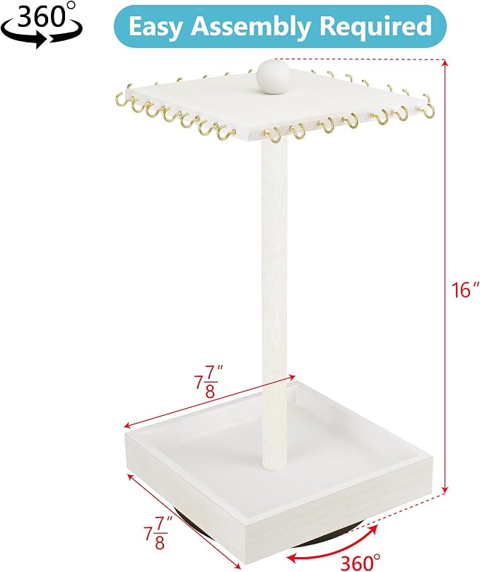 Ikee Design 2 Pcs Set Wooden Rotating Jewelry Display Stand Tower - Image 2