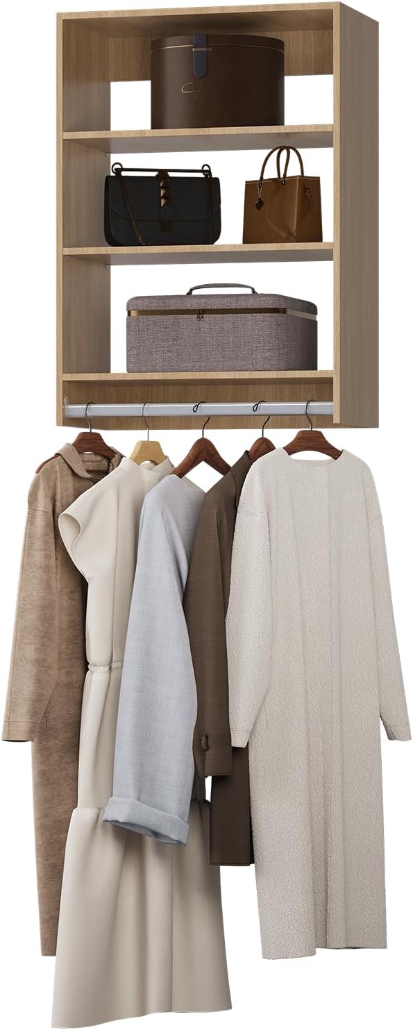 Medium Double Hanging Closet Unit, Modular Closet System, Wood Closet System by Unknown