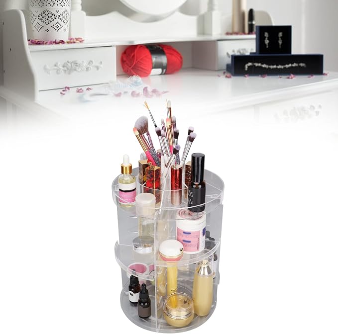 Makeup Organizer, 360 Degree Rotating Adjustable Large Capacity Jewelry Storage - Image 5
