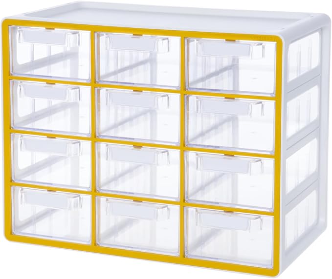 Blue Ginkgo Large 12-Drawer Cabinet – Stackable Clear Organizer by BLUEGINKGO