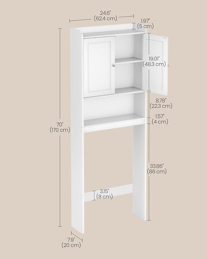 VASAGLE Over the Toilet Storage Cabinet, Adjustable Shelves, Space-Saving | - Image 5