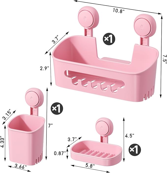 LEVERLOC Shower Caddy Suction Cup Set Shower Organizer & Soap Holder & - Image 4