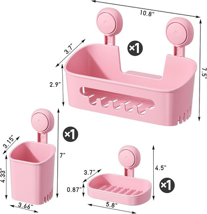 LEVERLOC Shower Caddy Suction Cup Set Shower Organizer & Soap Holder & - Image 4