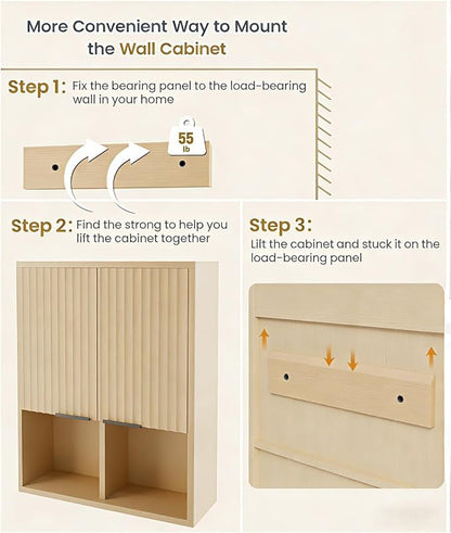 HAIOOU Fluted Bathroom Wall Cabinet - Image 7