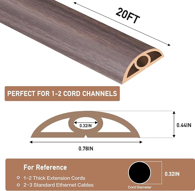 Floor Cord Cover Self Adhesive Cord Hider Floor Extension Cord Covers - Image 2