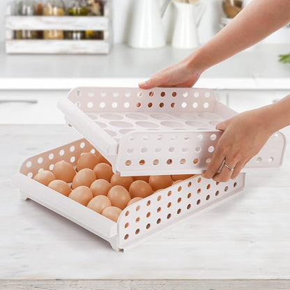 DEAYOU 60 Egg Drawer for Refrigerator, 2-Layer Stackable Egg Holder Storage - Image 4